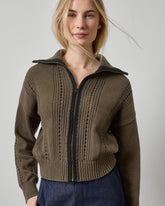 Contrast Collar Zip Cardigan