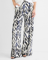 31" Indigo Crosshatch Linen Wide Leg Pant