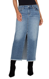 5-Pkt Frnt Slit Maxi Skrt W/ Fray Hem 34.5Ins