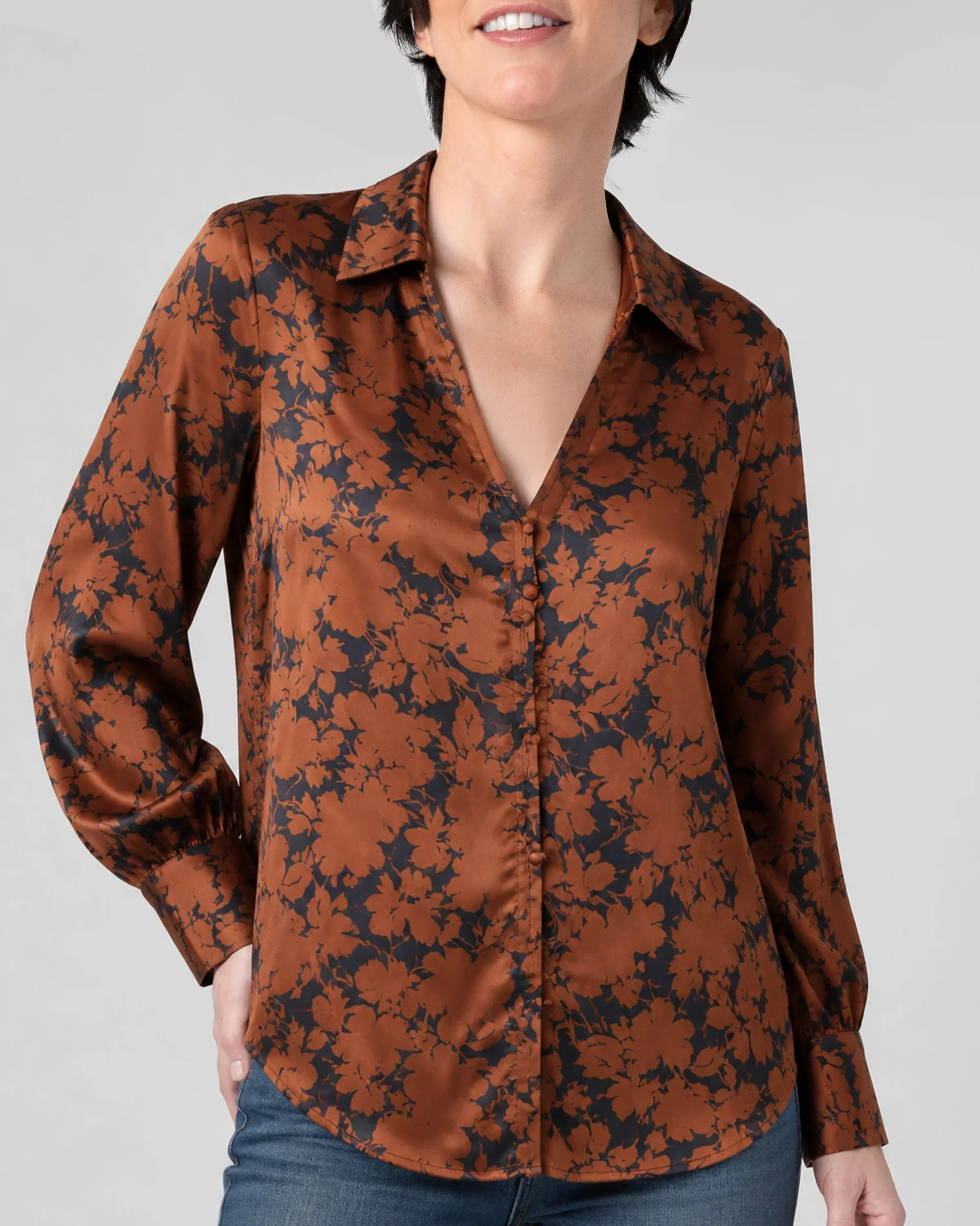 Button Front Woven Blouse