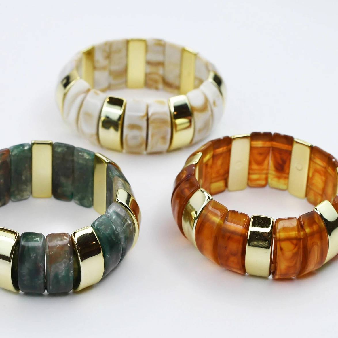 Chunky Resin & Marble Bracelet - Turquoise