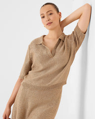 Anytime Sequin Polo Sweater