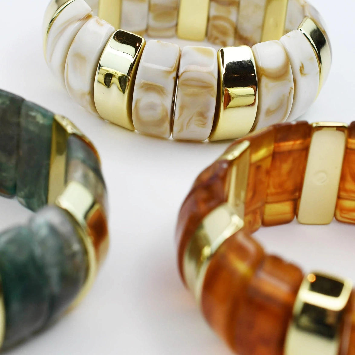 Chunky Resin & Marble Bracelet - Turquoise