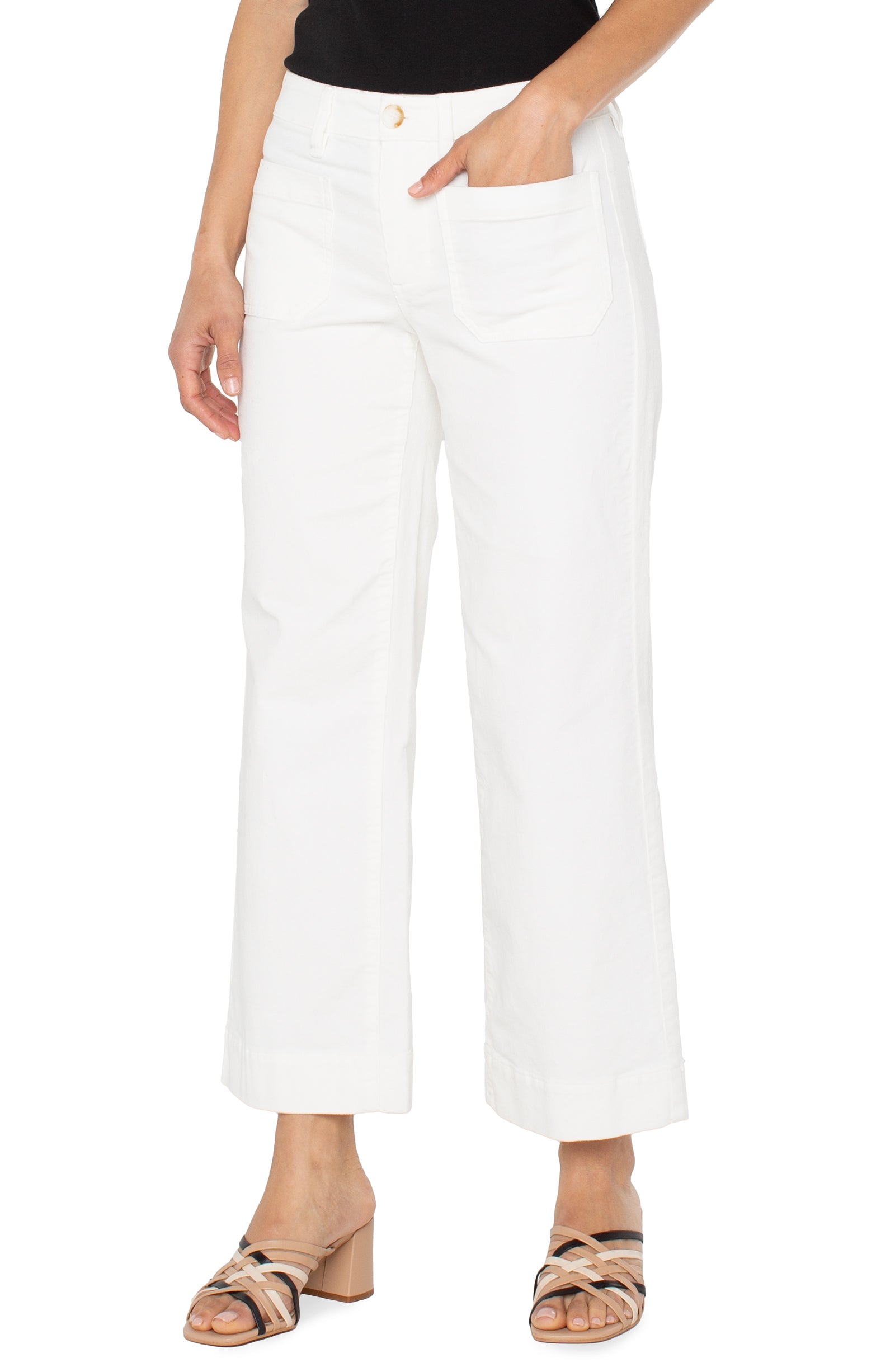 Corduroy Crop Wide Leg W Patch Pockets 27"Ins